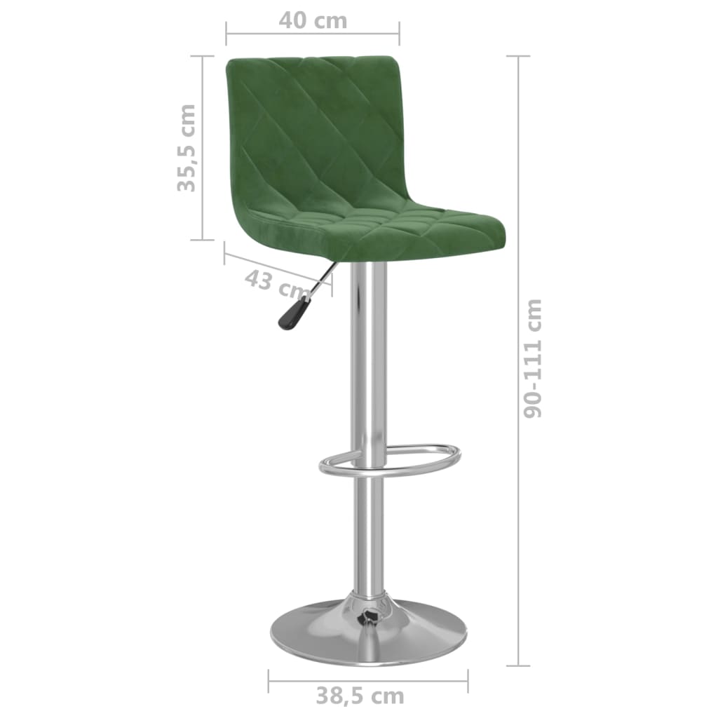 Tabourets de bar lot de 2 vert foncé velours Tabourets de bar vidaXL   