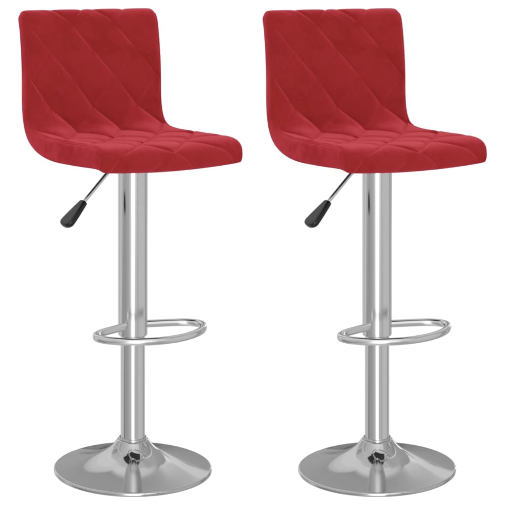 Tabourets de bar lot de 2 rouge bordeaux velours Tabourets de bar vidaXL   