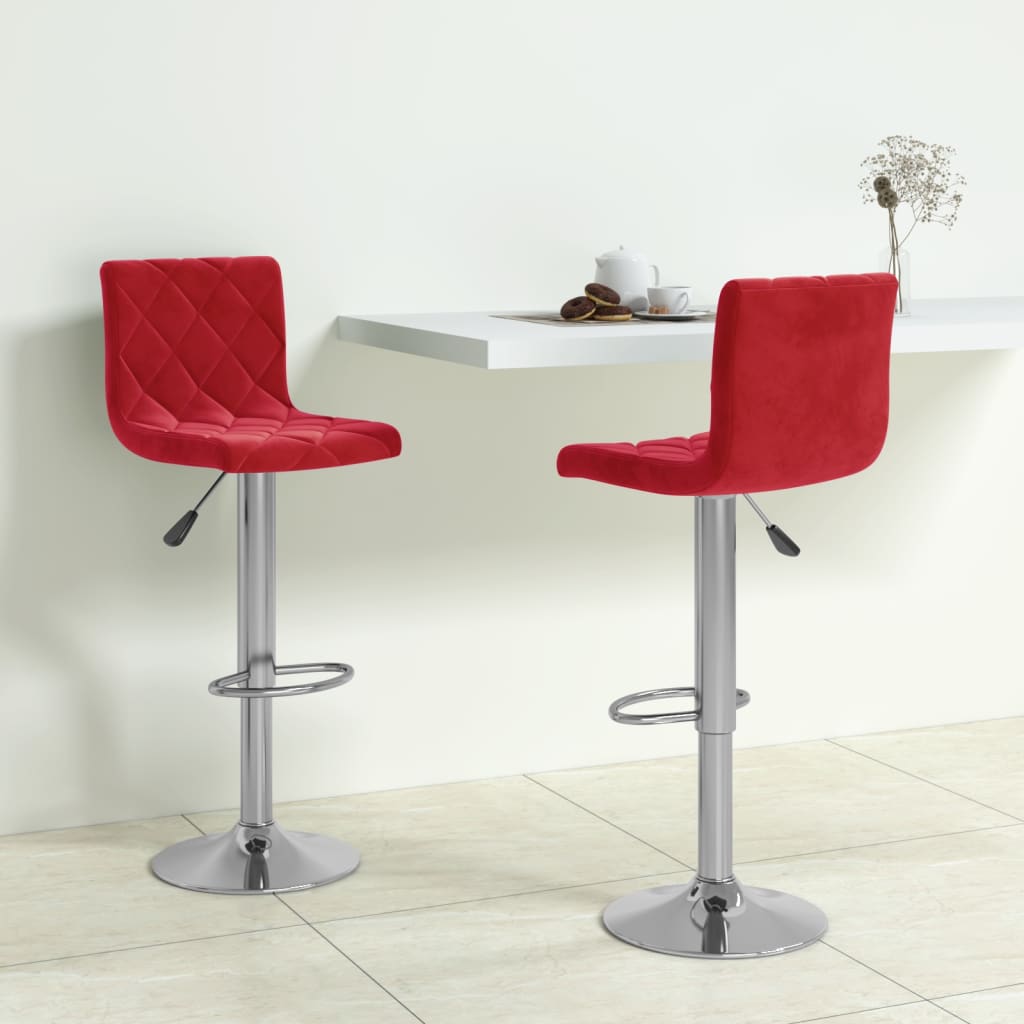 Tabourets de bar lot de 2 rouge bordeaux velours Tabourets de bar vidaXL   