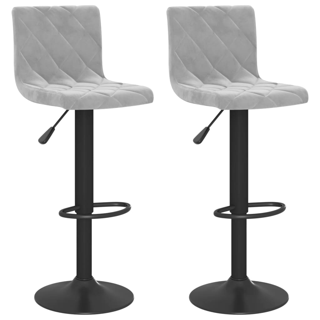 vidaXL Tabourets de bar lot de 2 gris clair velours Tabourets de bar vidaXL