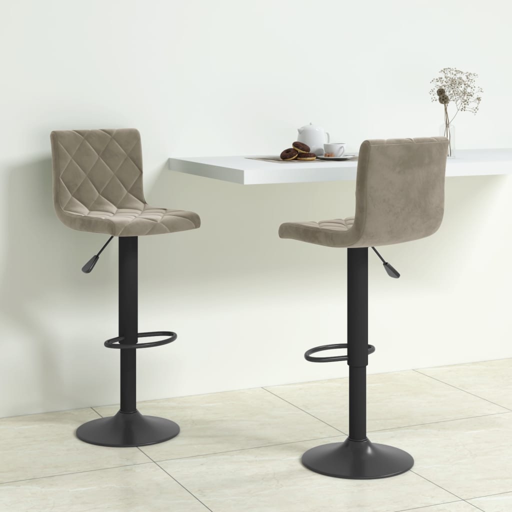 vidaXL Tabourets de bar lot de 2 gris clair velours Tabourets de bar vidaXL