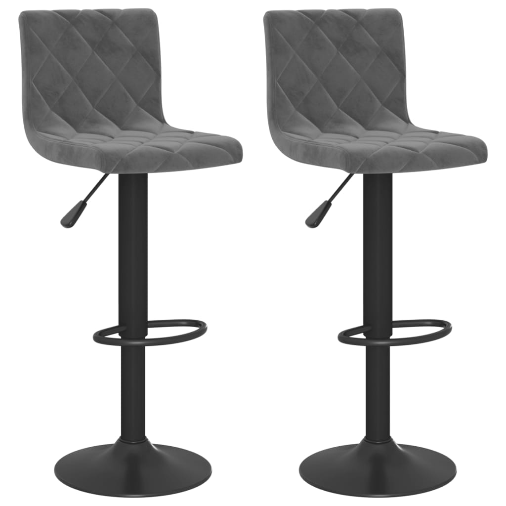 vidaXL Tabourets de bar lot de 2 gris foncé velours Tabourets de bar vidaXL