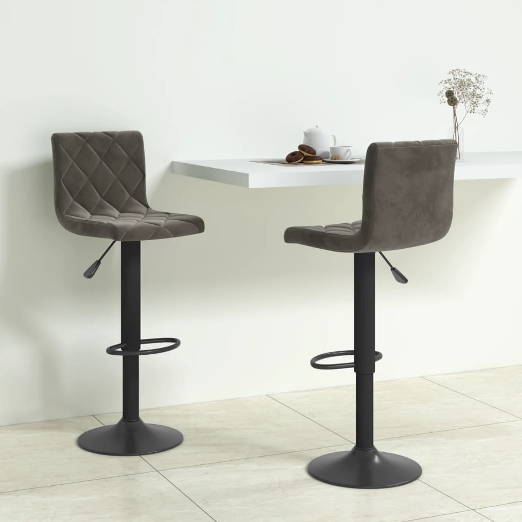 vidaXL Tabourets de bar lot de 2 gris foncé velours Tabourets de bar vidaXL