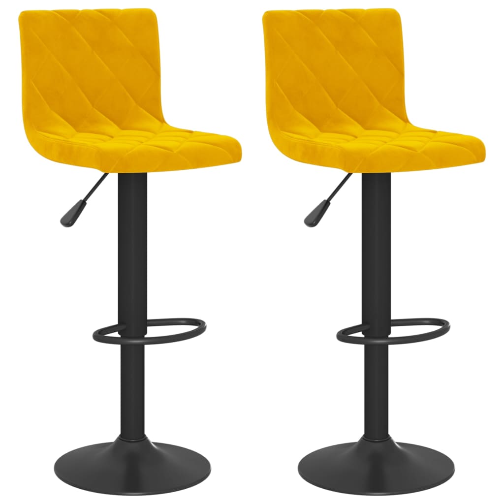 vidaXL Tabourets de bar lot de 2 jaune moutarde velours Tabourets de bar vidaXL