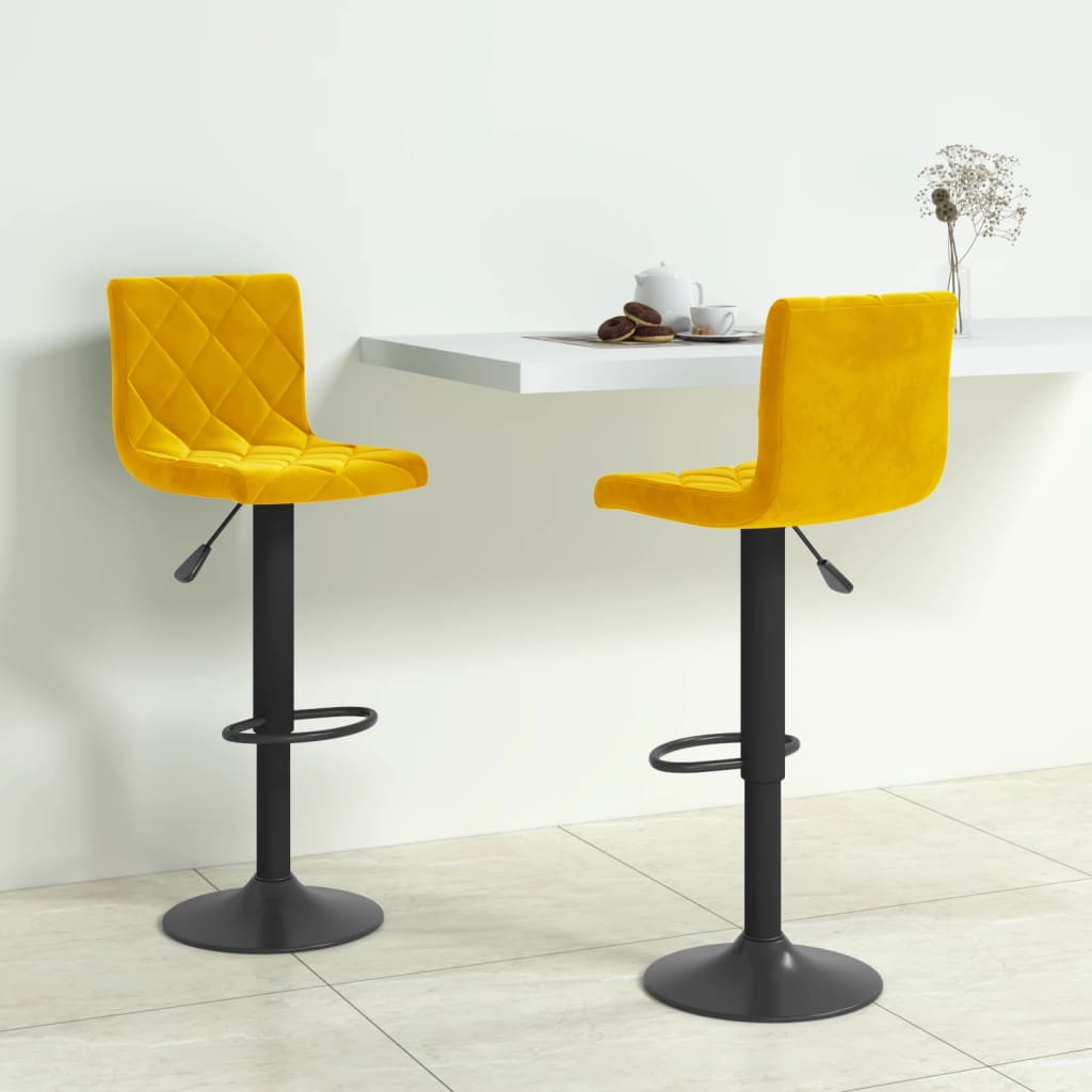 vidaXL Tabourets de bar lot de 2 jaune moutarde velours Tabourets de bar vidaXL