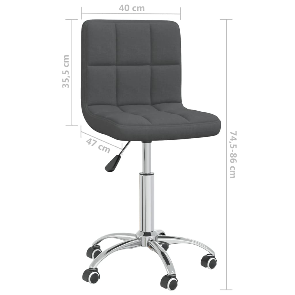 Chaise pivotante de bureau Gris foncé Tissu Chaises de bureau vidaXL