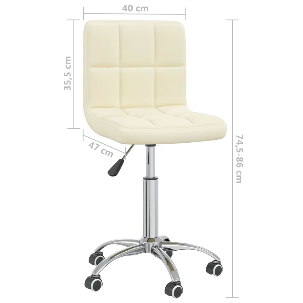 Chaise pivotante de bureau Crème Tissu Chaises de bureau vidaXL