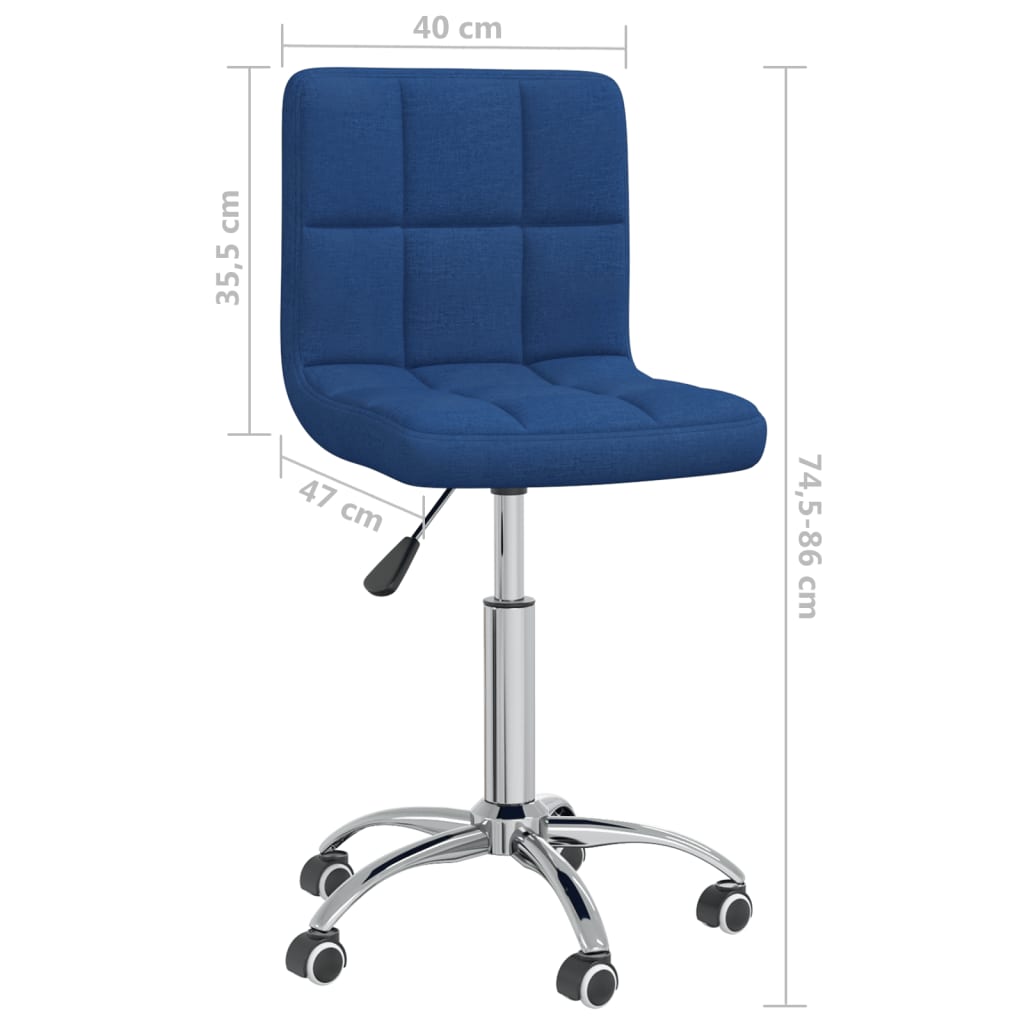 Chaise pivotante de bureau Bleu Tissu Chaises de bureau vidaXL