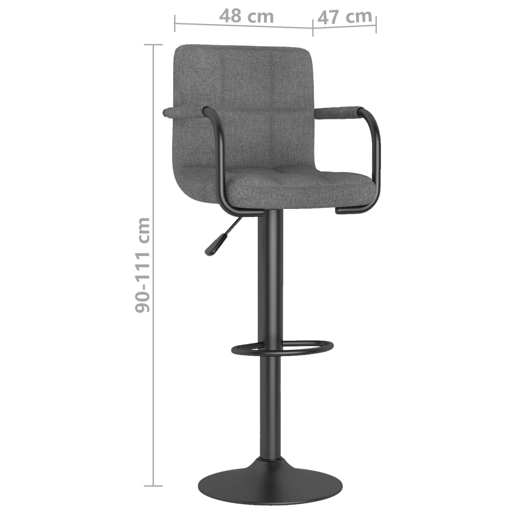 Tabouret de bar Gris clair Tissu Tabourets de bar vidaXL