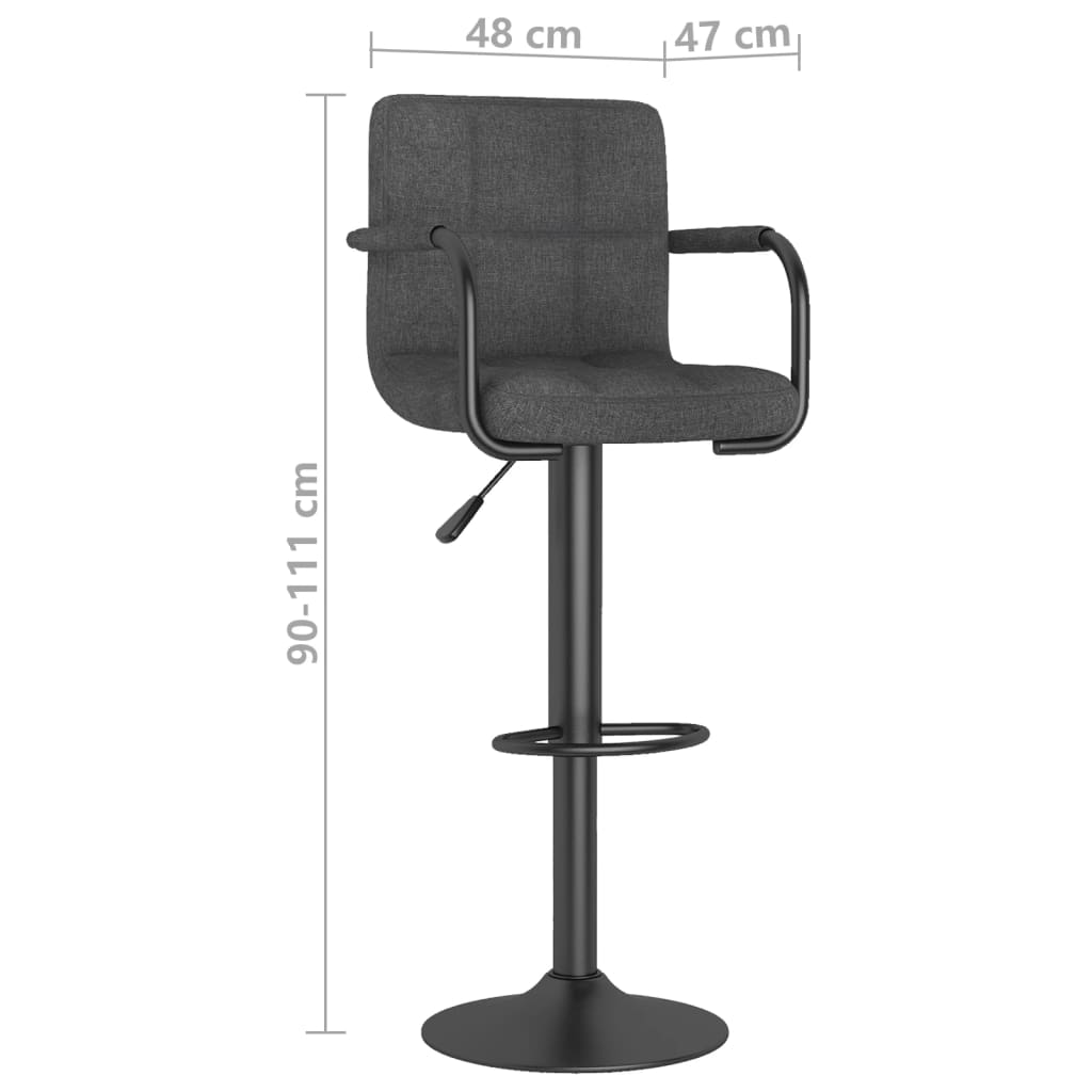 Tabouret de bar Gris foncé Tissu Tabourets de bar vidaXL