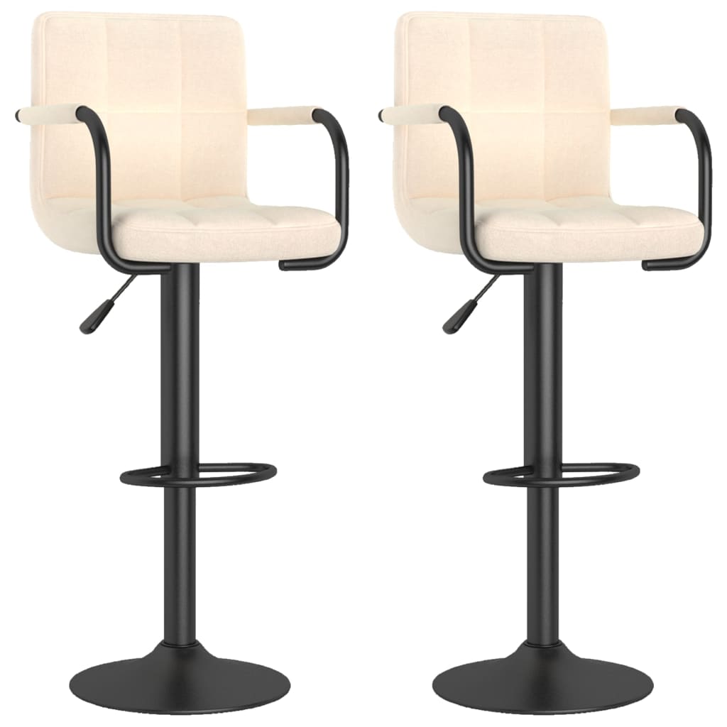 Tabourets de bar lot de 2 crème tissu Tabourets de bar vidaXL