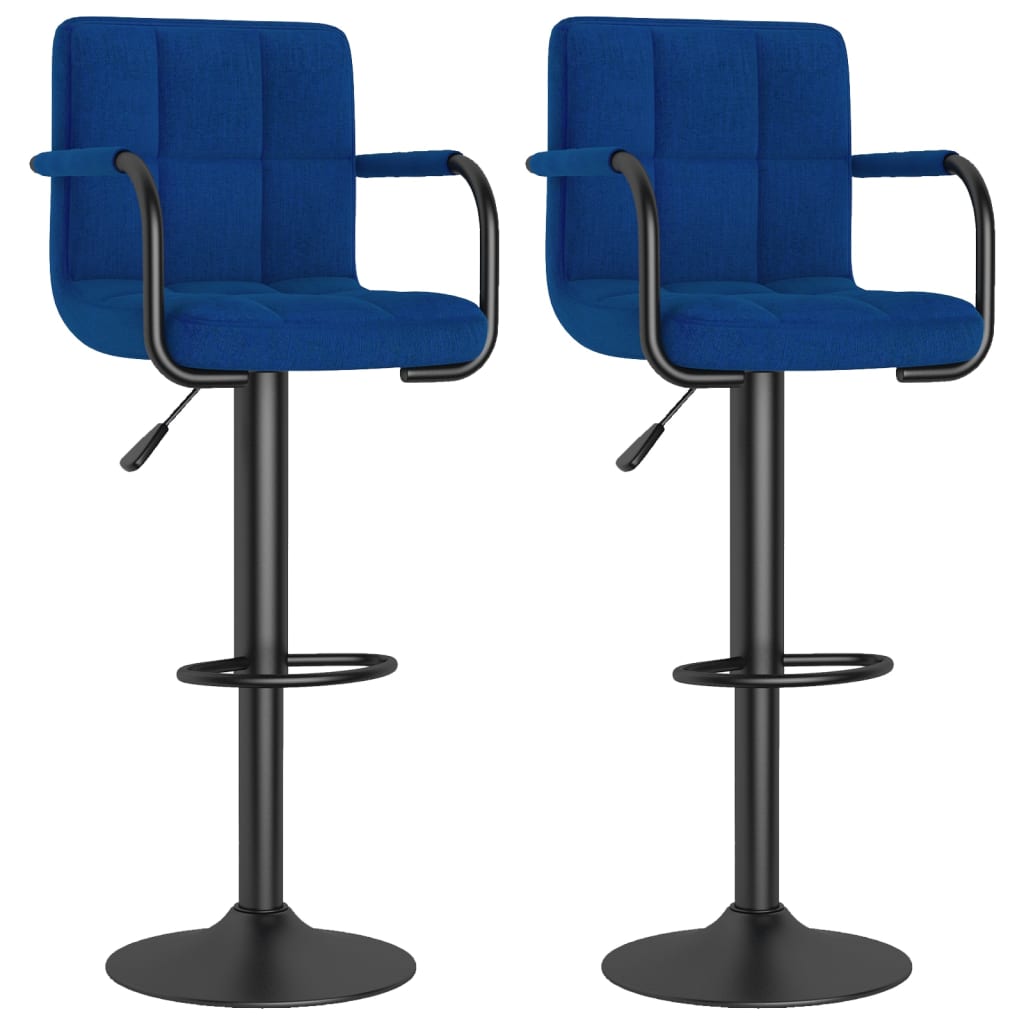 Tabourets de bar lot de 2 bleu tissu Tabourets de bar vidaXL