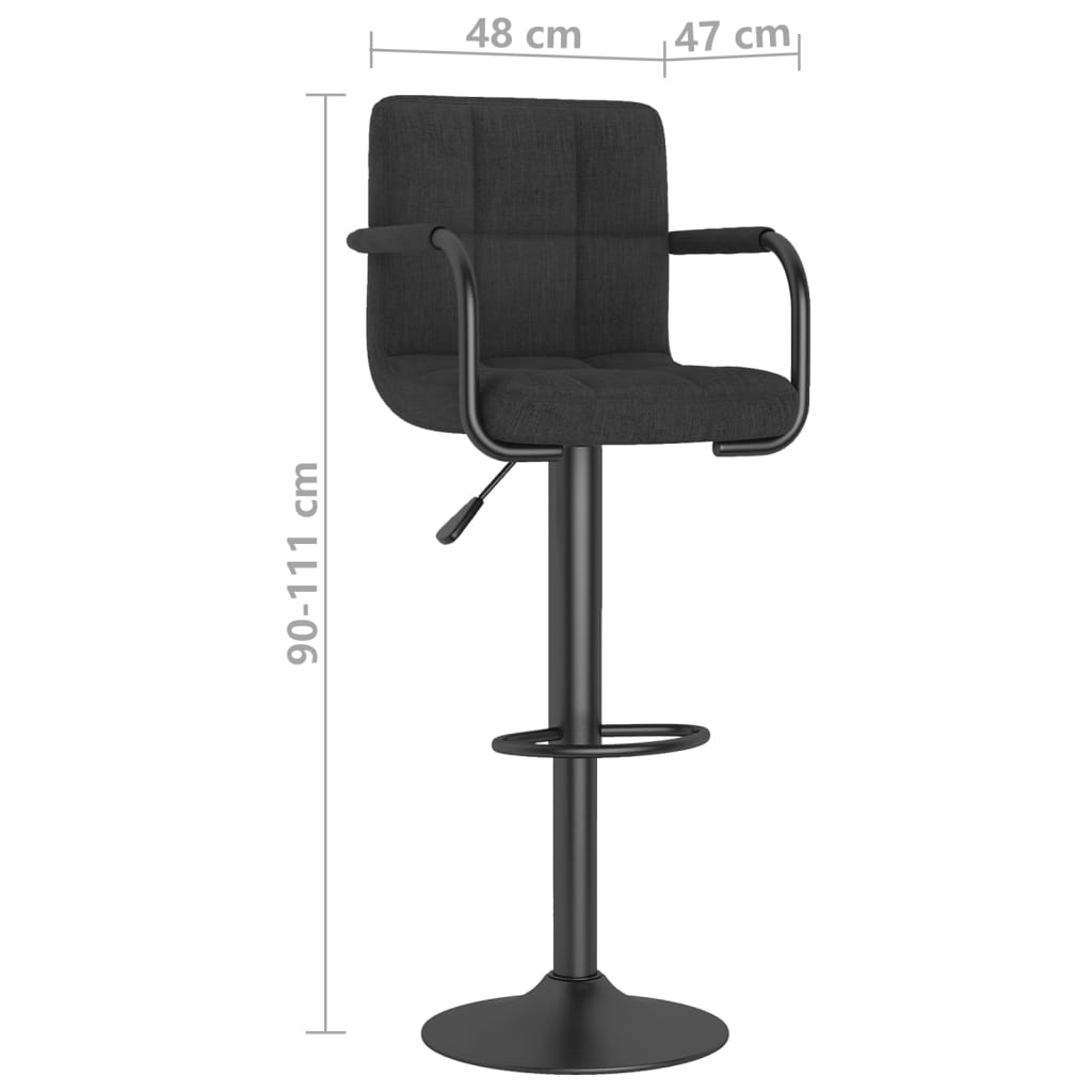 Tabourets de bar lot de 2 noir tissu Tabourets de bar vidaXL