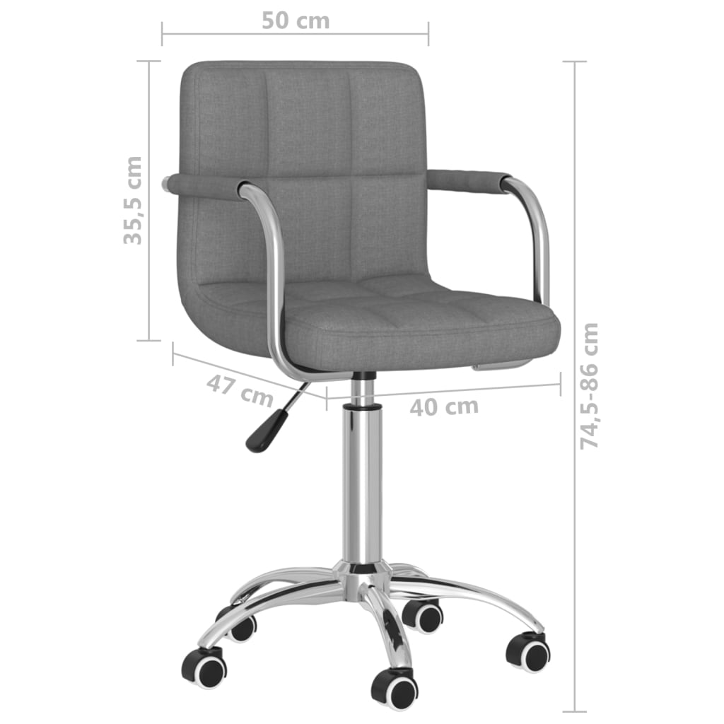 Chaise pivotante de bureau Gris clair Tissu Chaises de bureau vidaXL