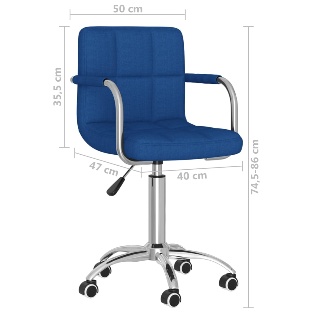 Chaise pivotante de bureau Bleu Tissu Chaises de bureau vidaXL