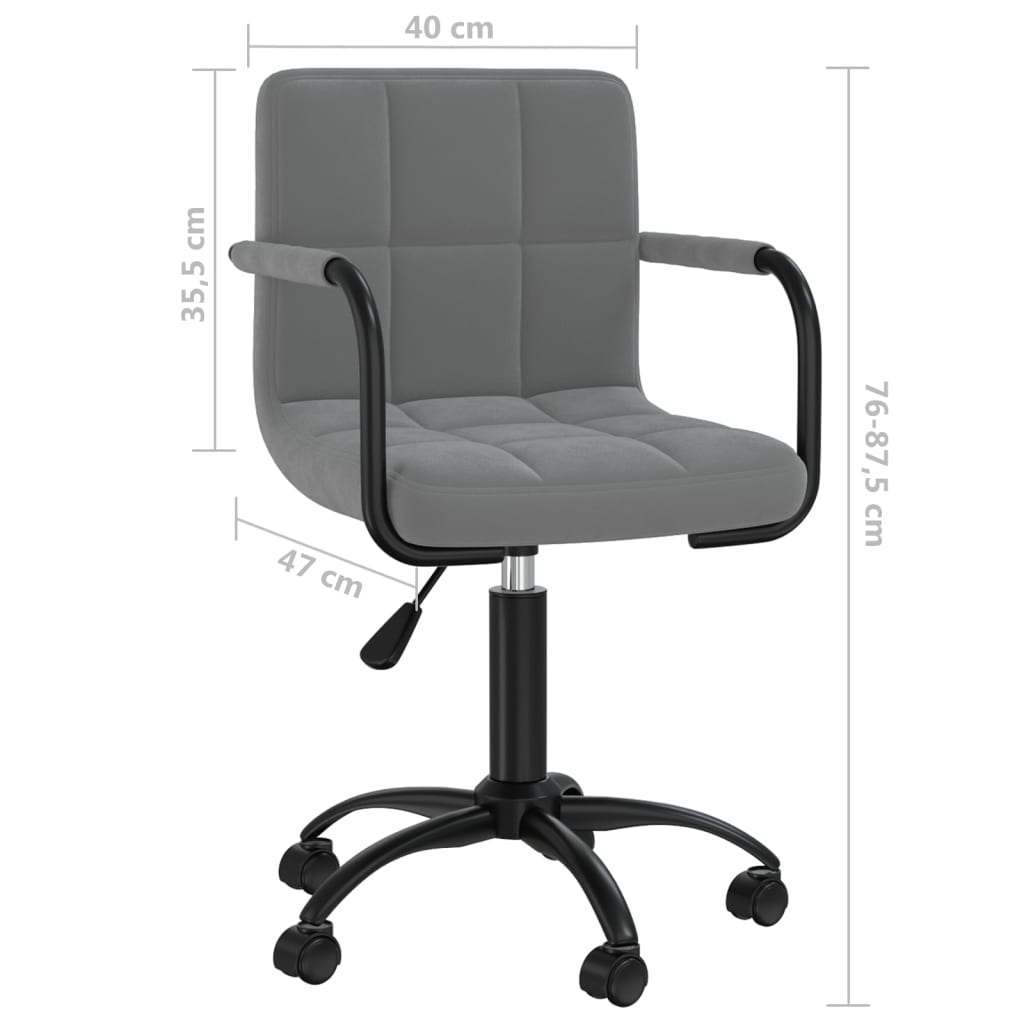 Chaise pivotante de bureau Gris foncé Velours Chaises de bureau vidaXL   