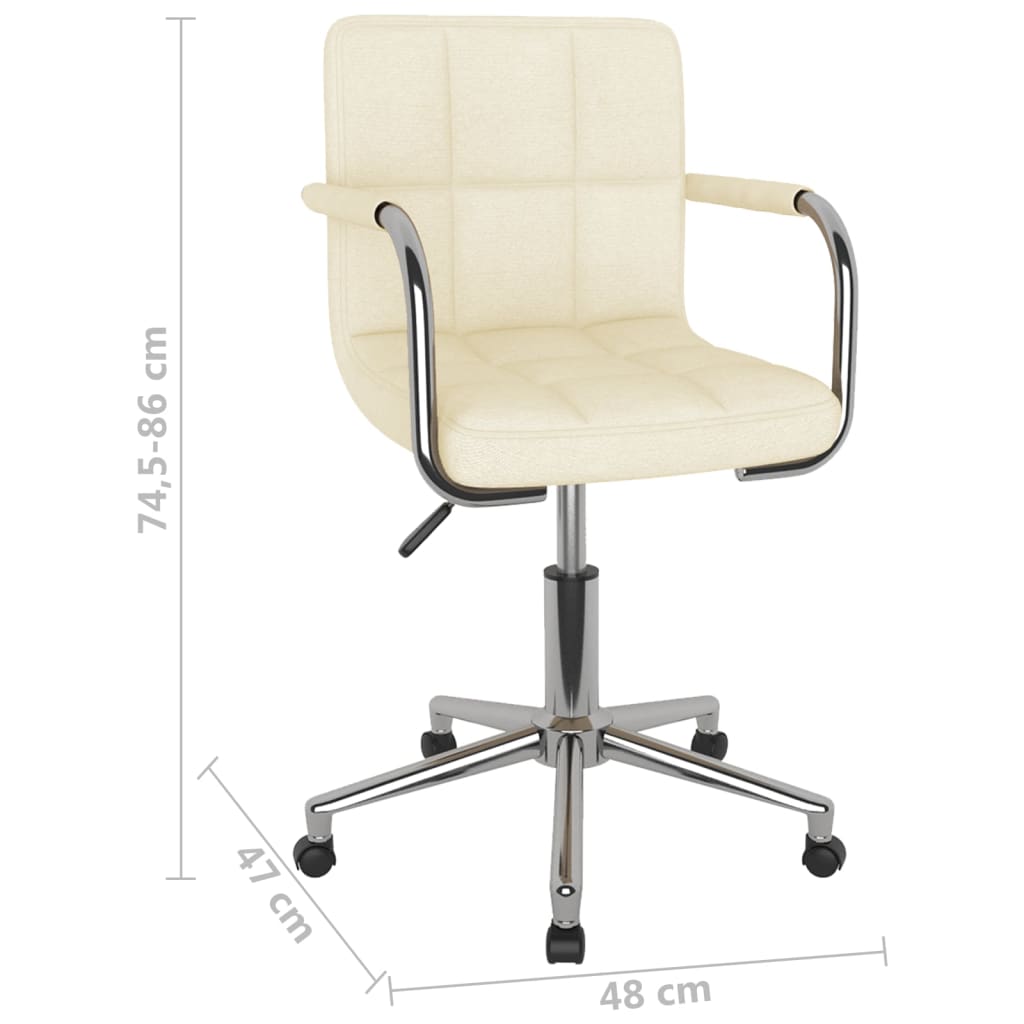 Chaise pivotante de bureau Crème Tissu Chaises de bureau vidaXL