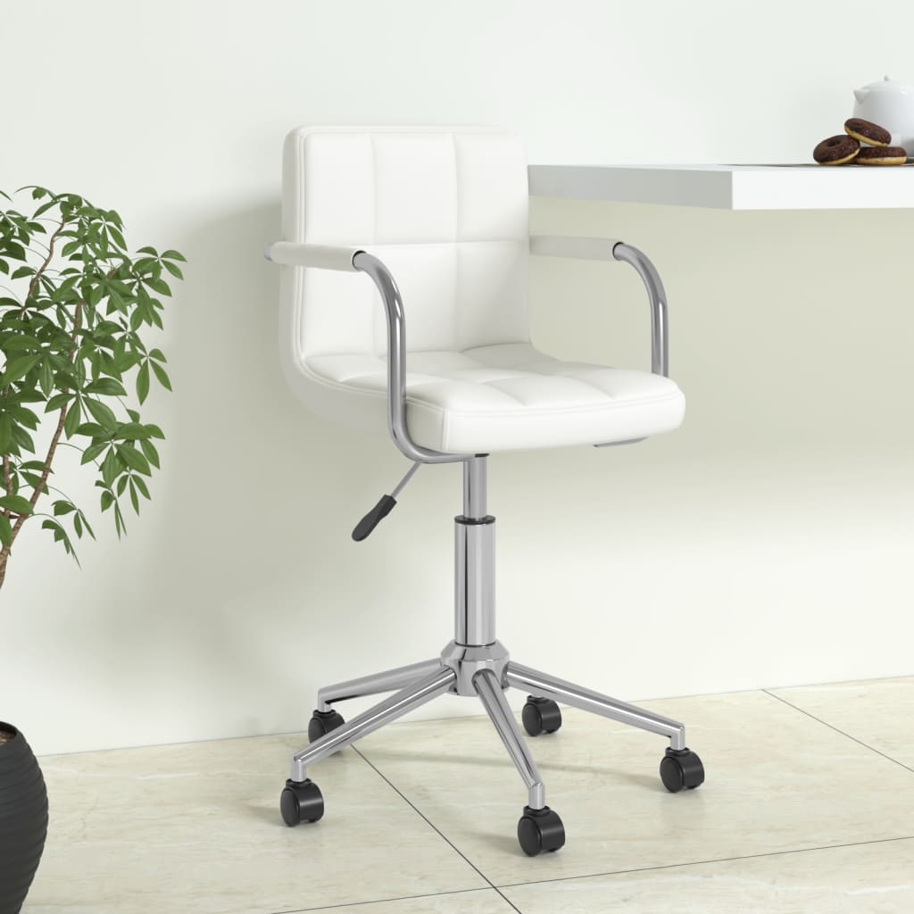 Chaise de bureau pivotante Blanc Similicuir Chaises de bureau vidaXL   