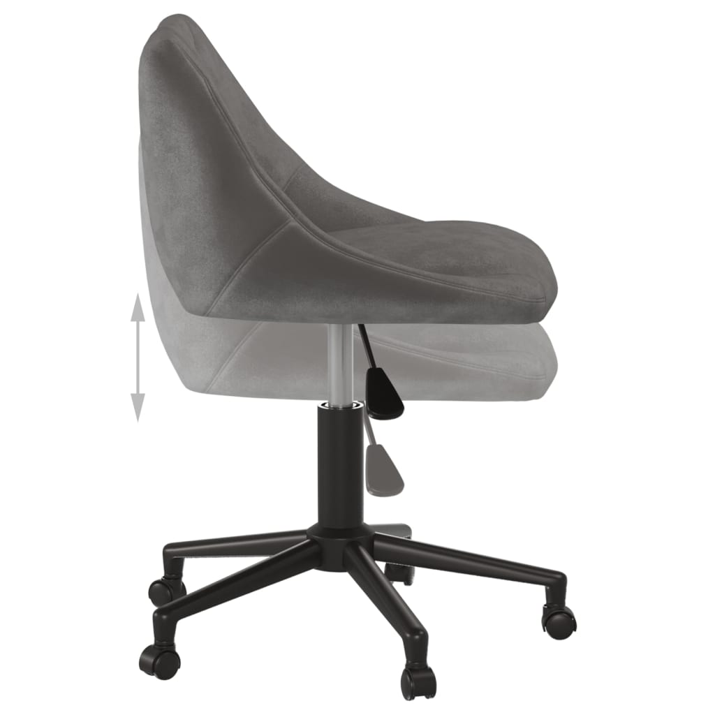 Chaise pivotante de bureau Gris foncé Velours