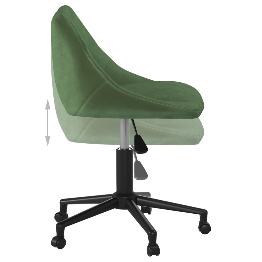 Chaise pivotante de bureau Vert foncé Velours