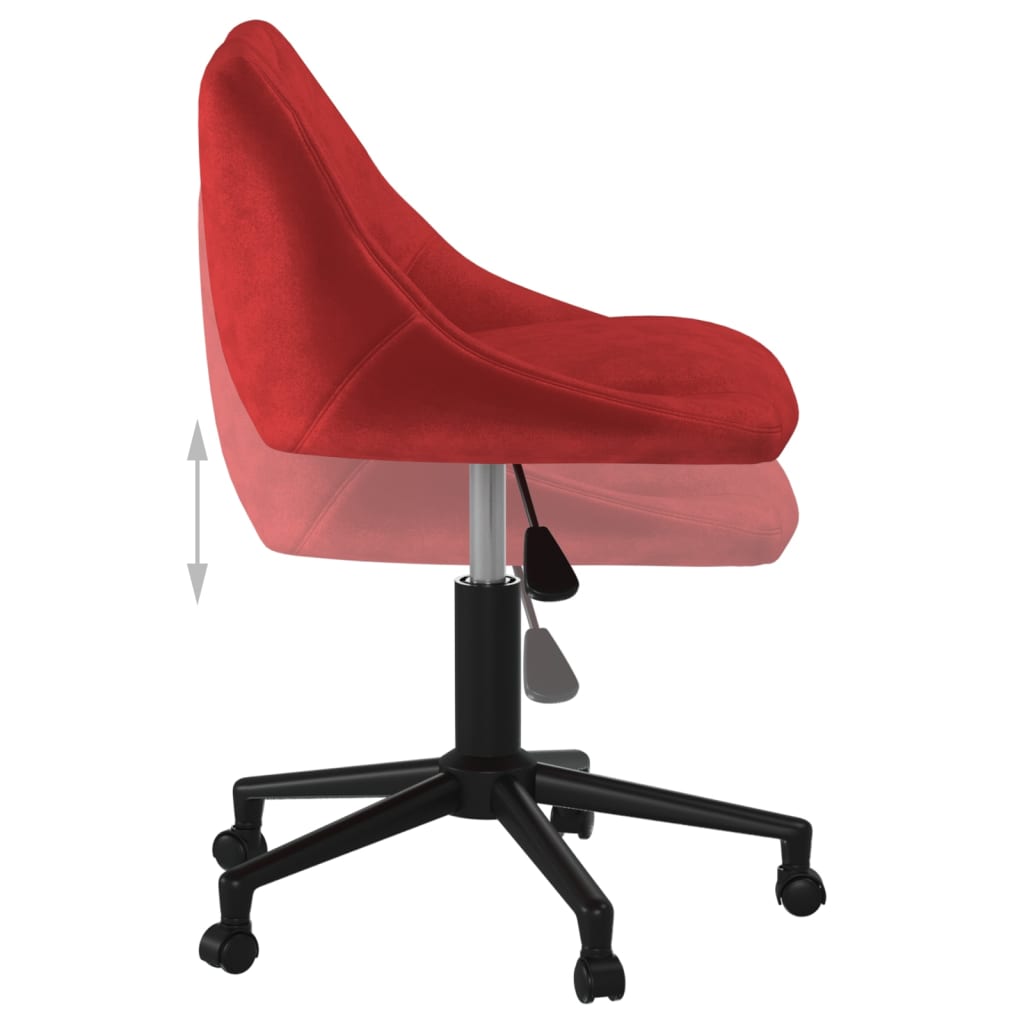 Chaise pivotante de bureau Rouge bordeaux Velours