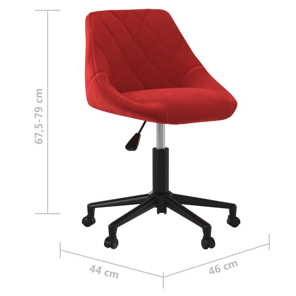 Chaise pivotante de bureau Rouge bordeaux Velours