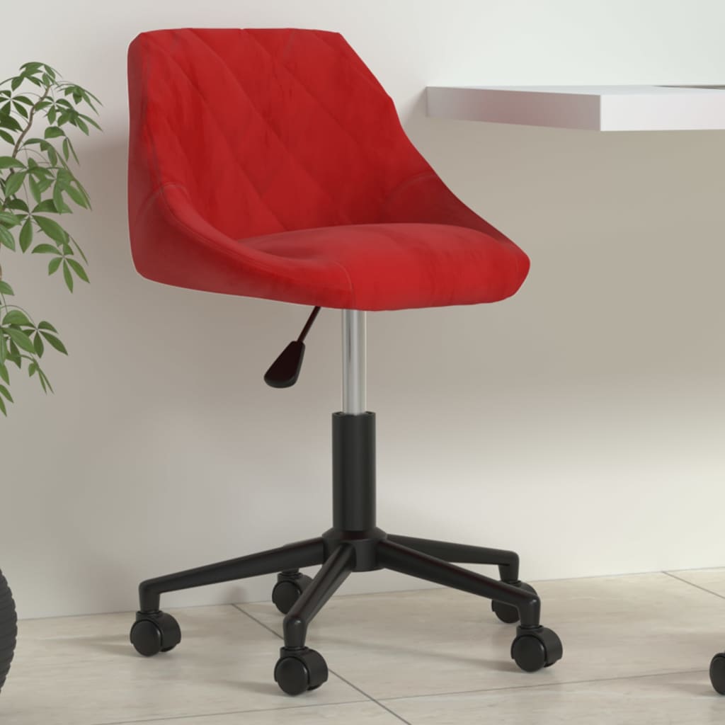 Chaise pivotante de bureau Rouge bordeaux Velours