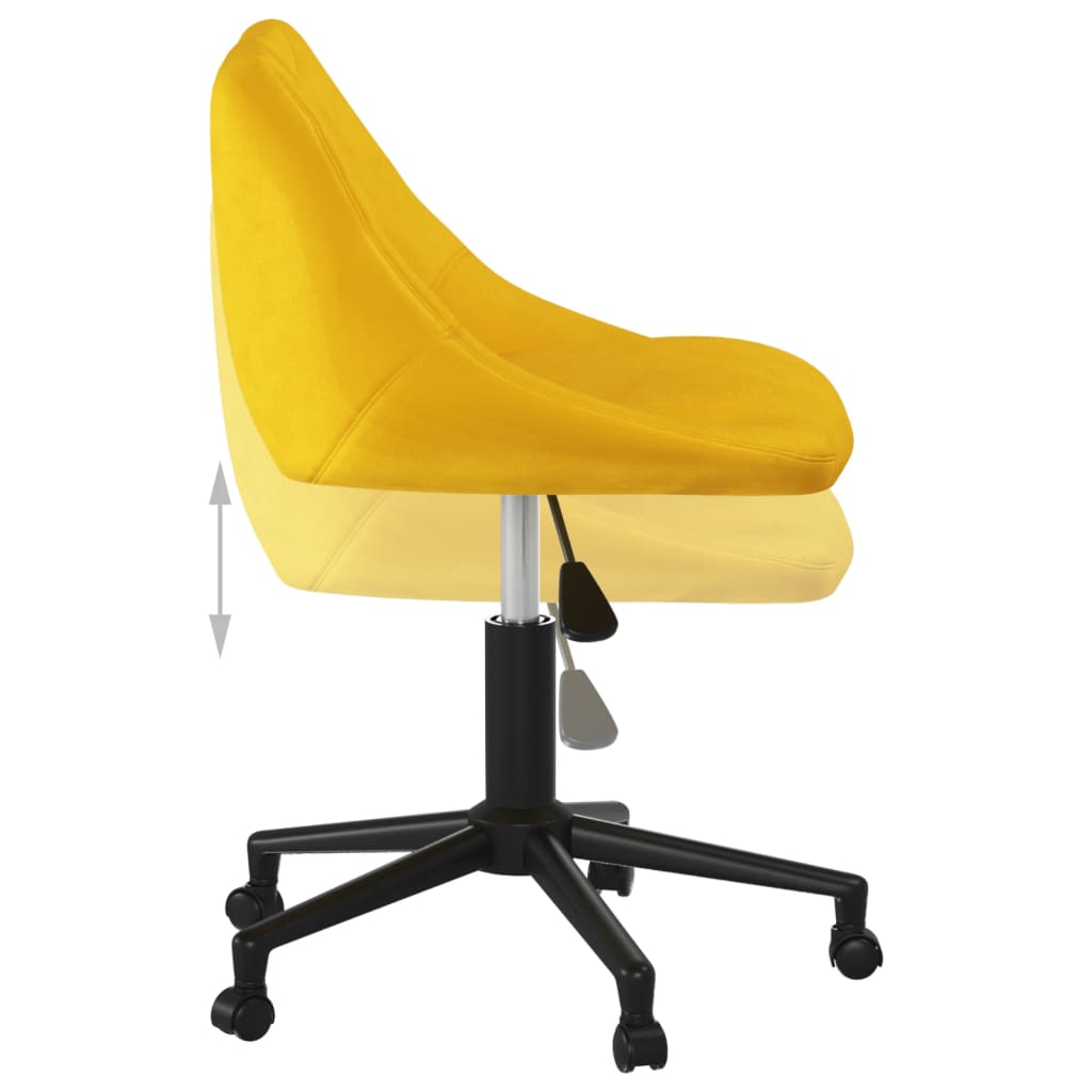 Chaise pivotante de bureau Jaune moutarde Velours