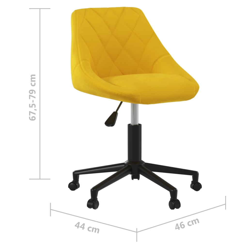 Chaise pivotante de bureau Jaune moutarde Velours