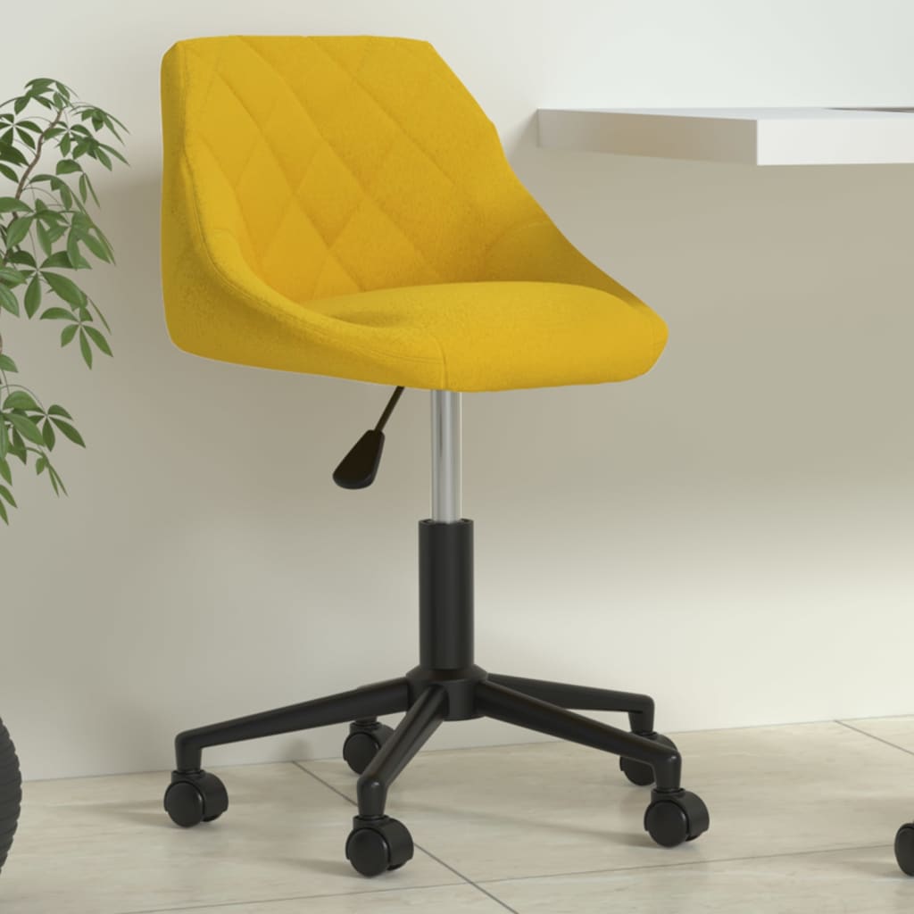 Chaise pivotante de bureau Jaune moutarde Velours