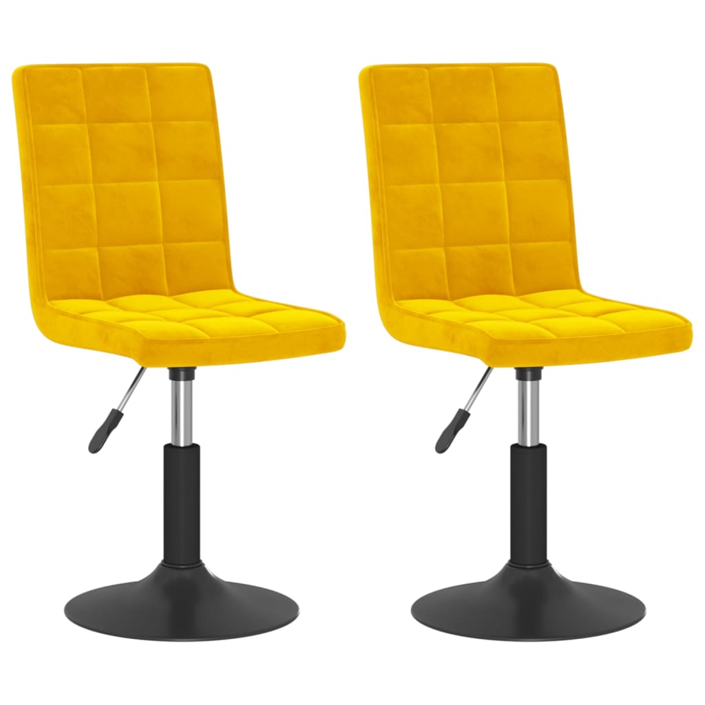 Chaises pivotantes à manger lot de 2 jaune moutarde velours Chaises de cuisine vidaXL   