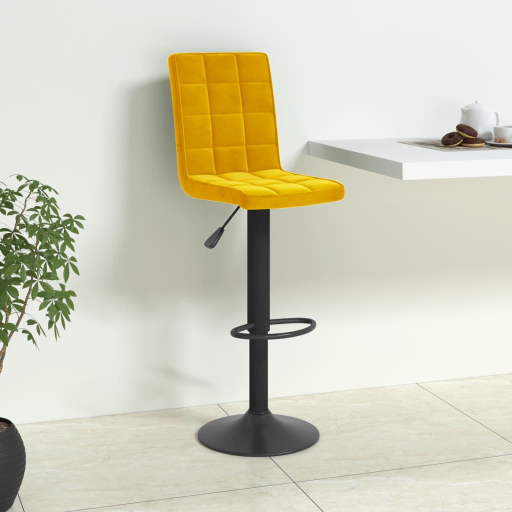 Tabouret de bar Jaune moutarde Velours Tabourets de bar vidaXL