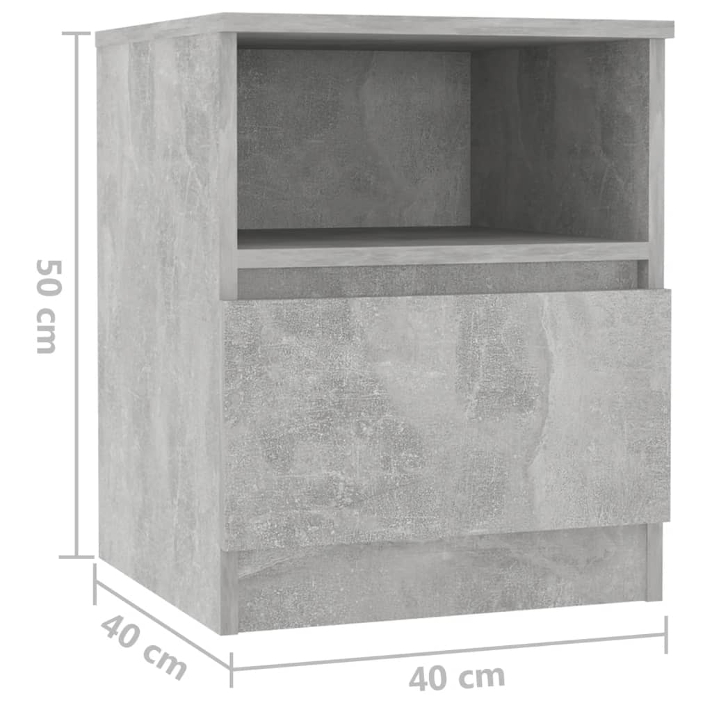 Table de chevet Gris béton 40x40x50 cm Aggloméré Tables de chevet vidaXL   