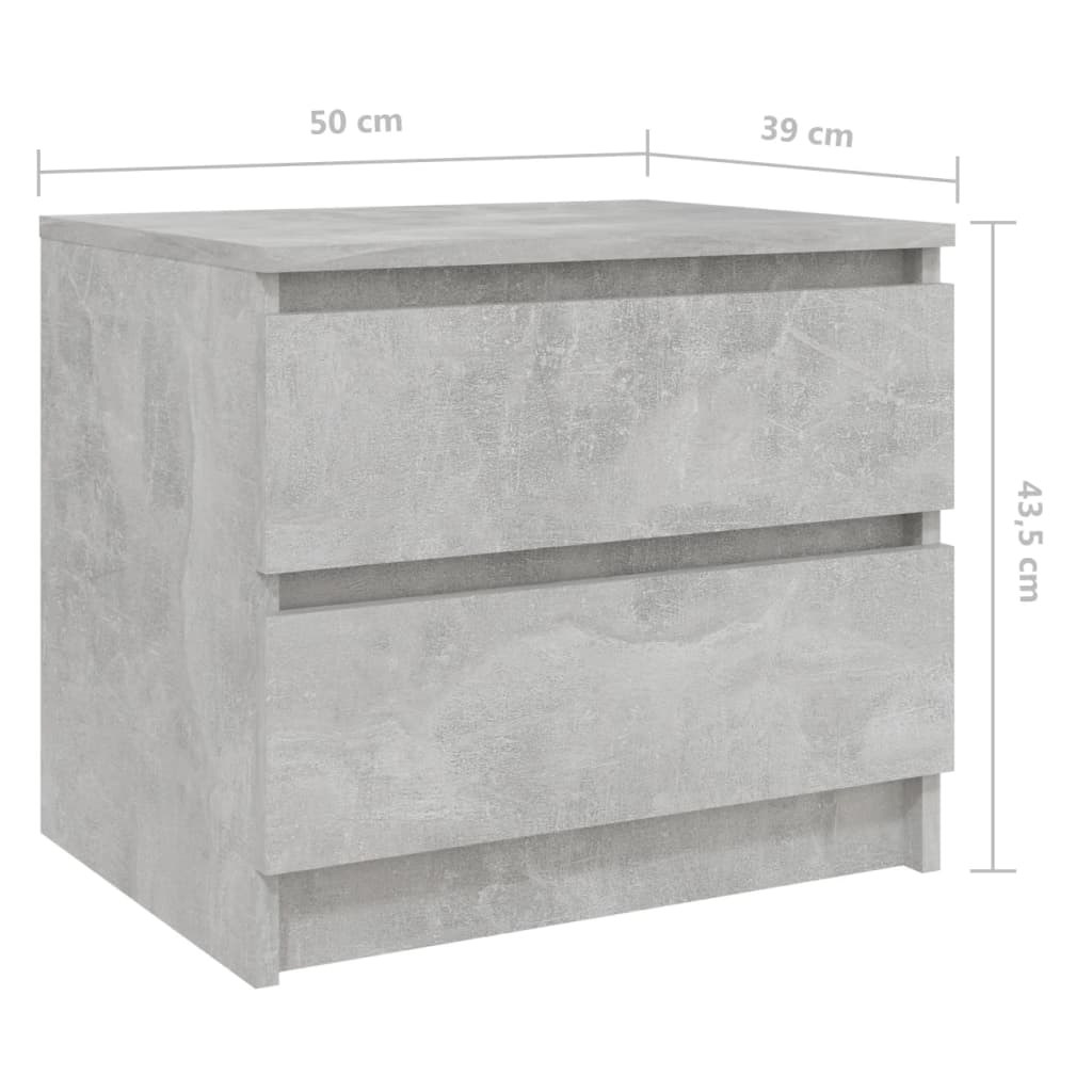 Table de chevet Gris béton 50x39x43,5 cm Aggloméré Tables de chevet vidaXL   