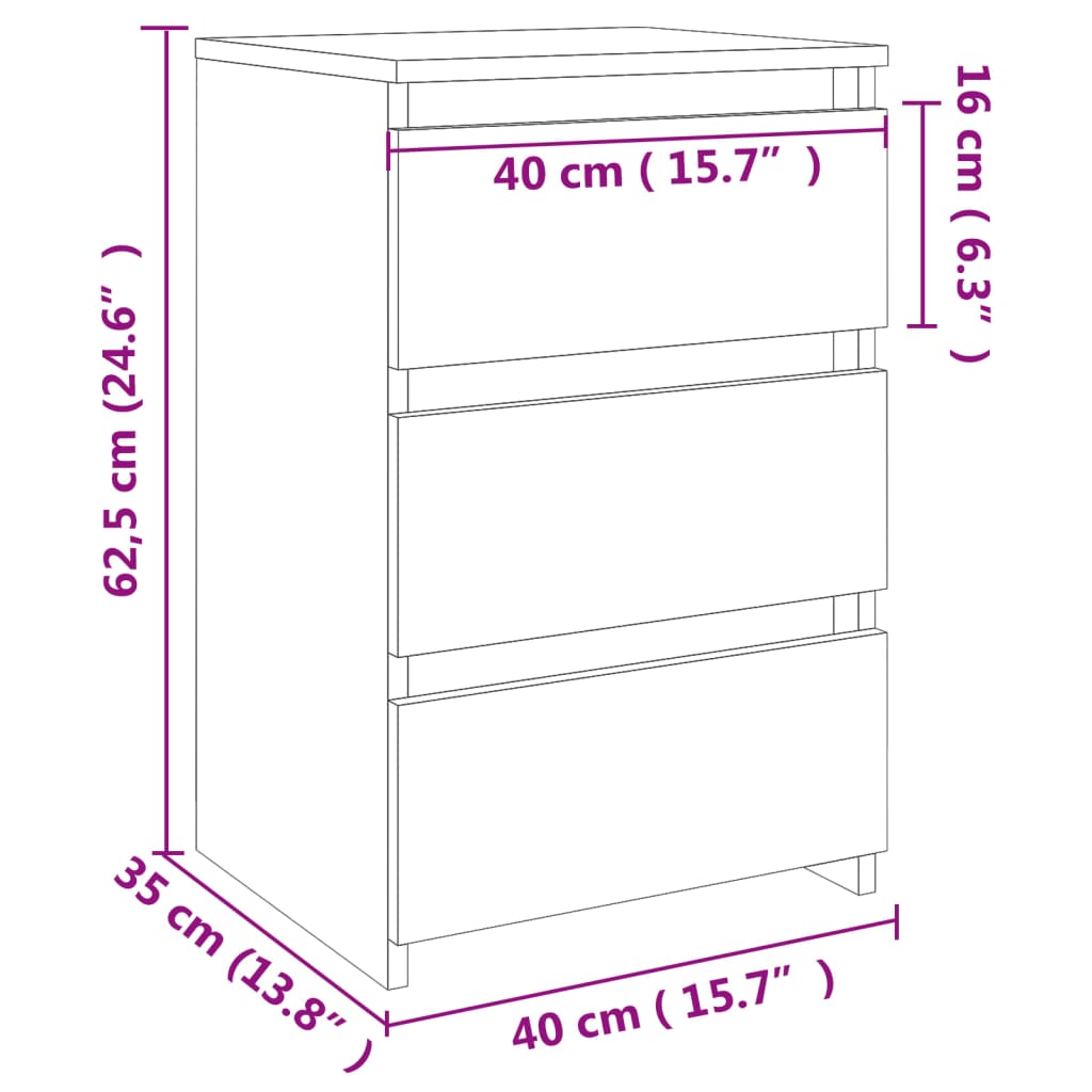 Table de chevet Chêne sonoma 40x35x62,5 cm Aggloméré Tables de chevet vidaXL   