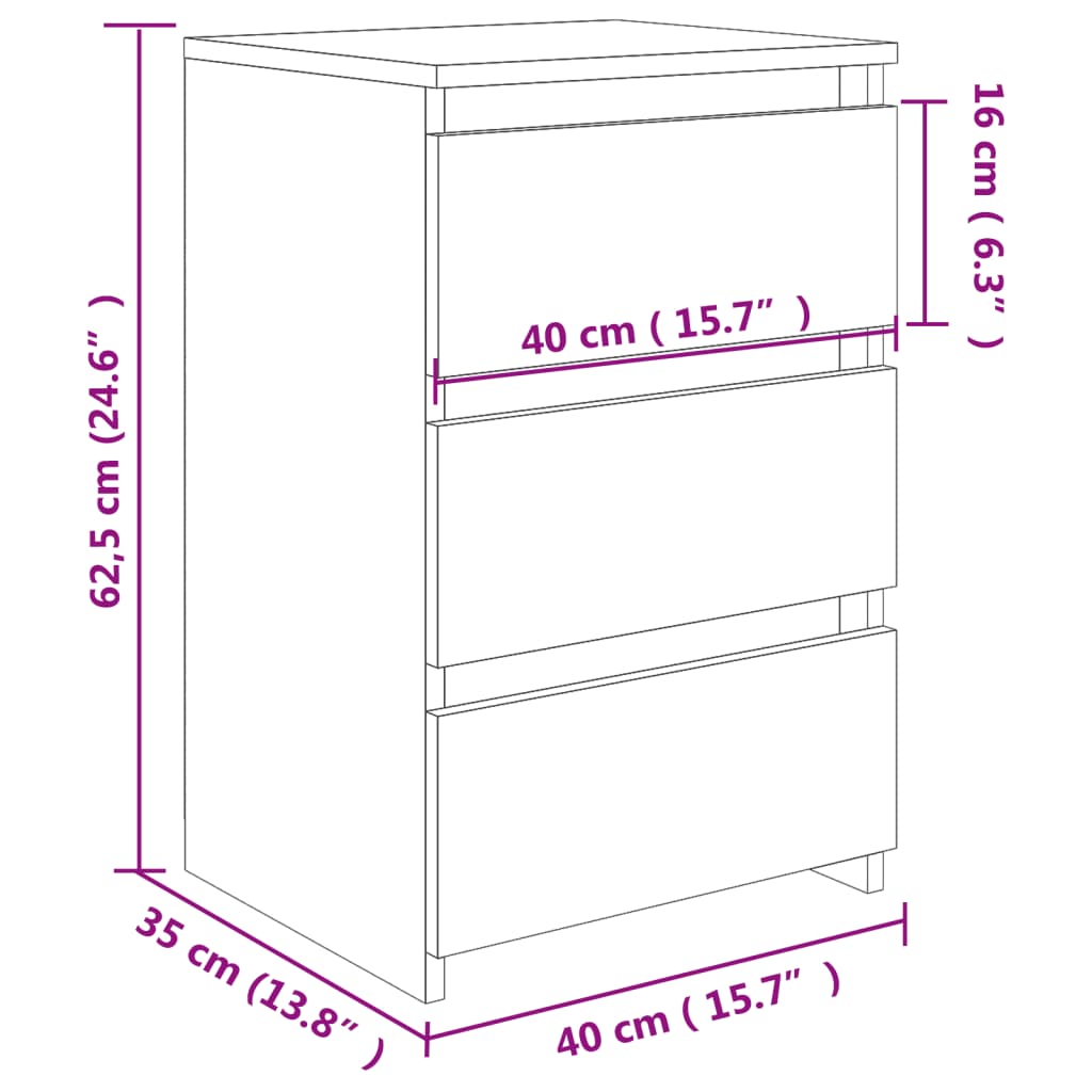 Table de chevet Gris béton 40x35x62,5 cm Aggloméré Tables de chevet vidaXL   