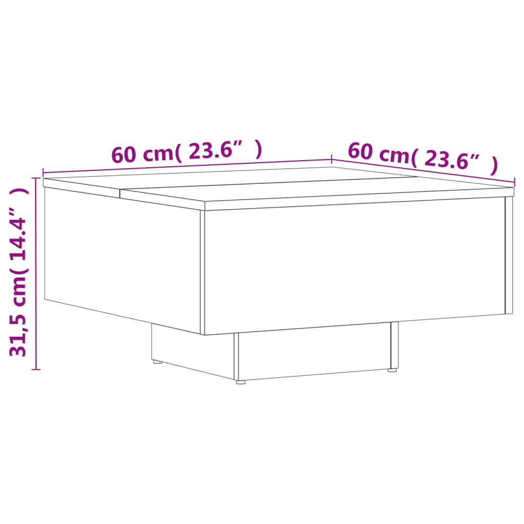 Table basse Noir 60x60x31,5 cm Aggloméré Tables basses vidaXL   