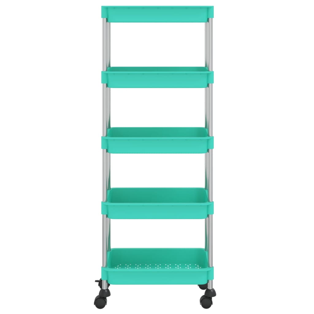 Chariot de cuisine 5 niveaux Turquoise 42x29x128 cm Fer et ABS Dessertes vidaXL   