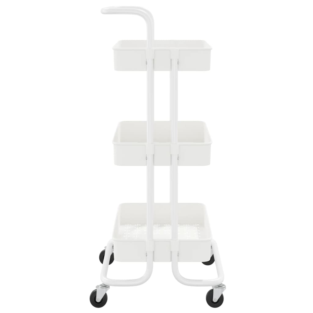 Chariot de cuisine 3 niveaux Blanc 42x35x85 cm Fer et ABS - Xios Store SNC