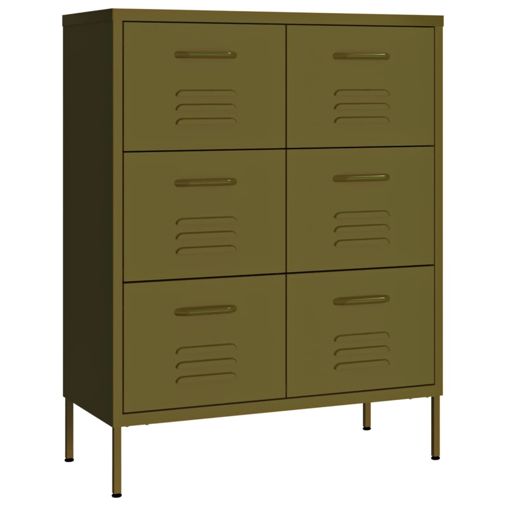 Armoire à tiroirs Vert olive 80x35x101,5 cm Acier Casiers & armoires de rangement vidaXL   