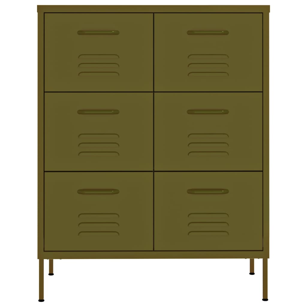 Armoire à tiroirs Vert olive 80x35x101,5 cm Acier Casiers & armoires de rangement vidaXL   