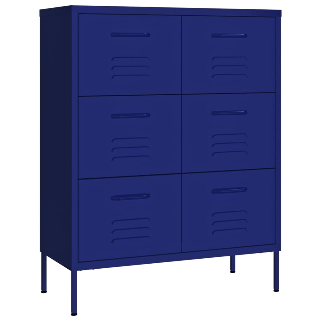 Armoire à tiroirs Bleu marine 80x35x101,5 cm Acier Casiers & armoires de rangement vidaXL   