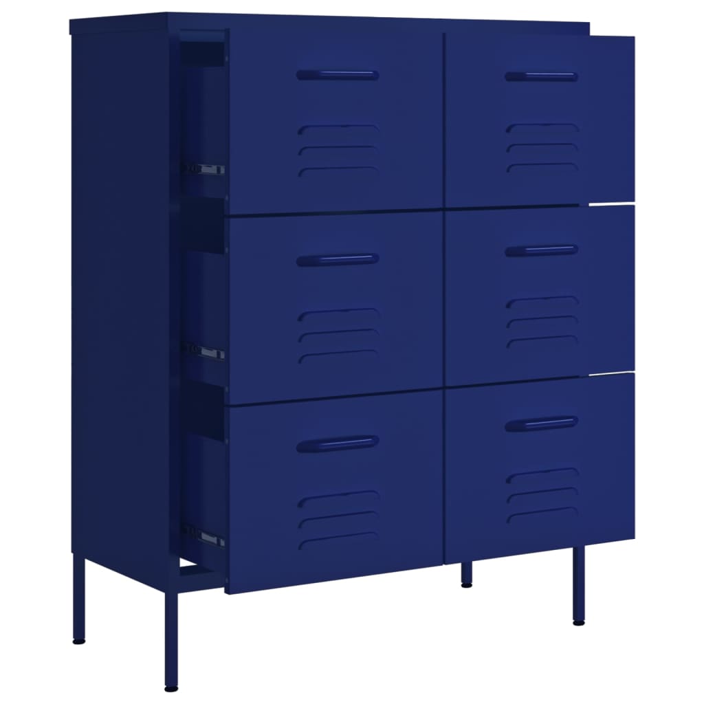 Armoire à tiroirs Bleu marine 80x35x101,5 cm Acier Casiers & armoires de rangement vidaXL   