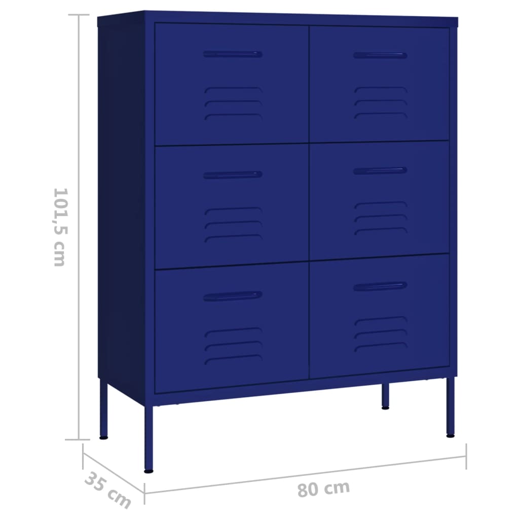 Armoire à tiroirs Bleu marine 80x35x101,5 cm Acier Casiers & armoires de rangement vidaXL   