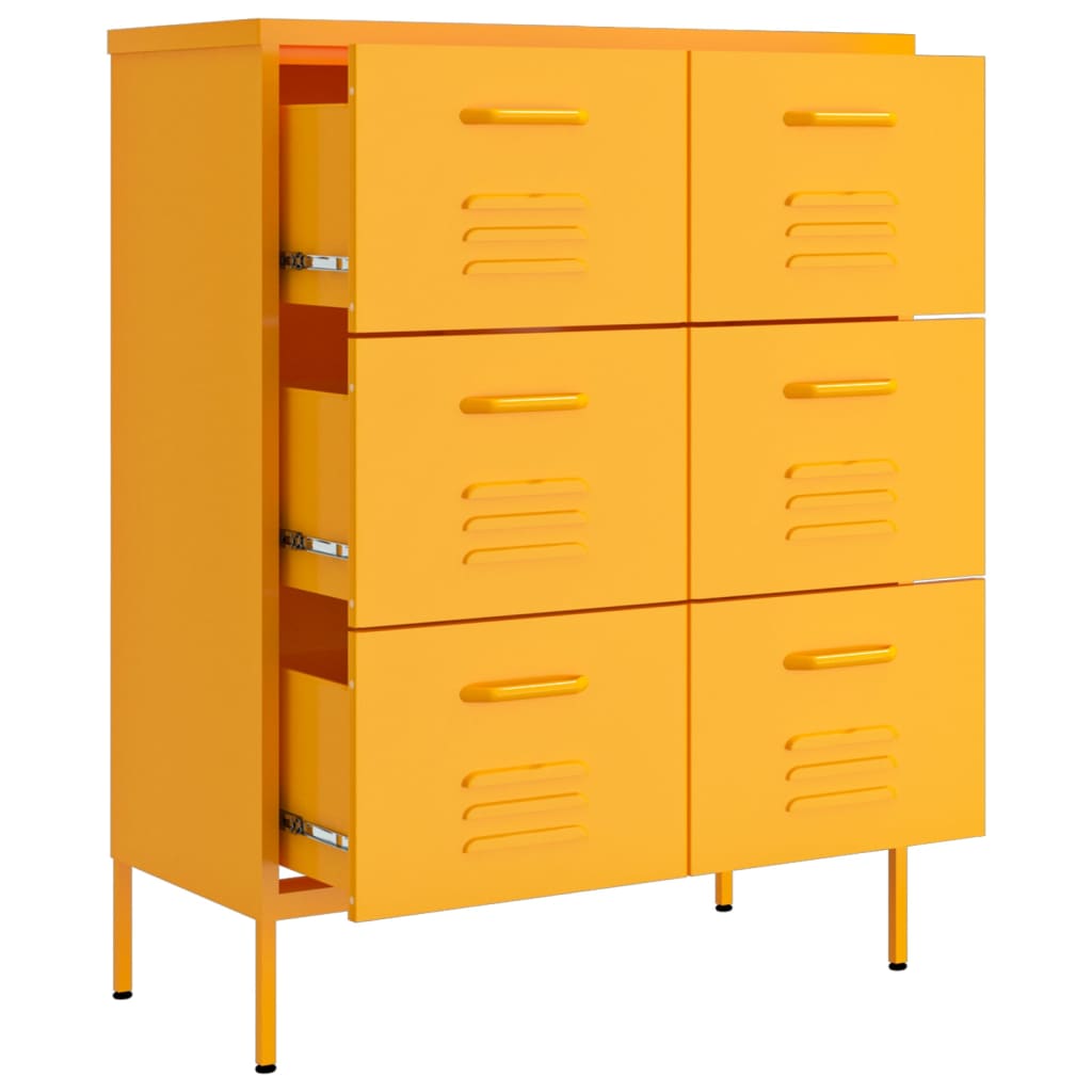 Armoire à tiroirs Jaune moutarde 80x35x101,5 cm Acier Casiers & armoires de rangement vidaXL   