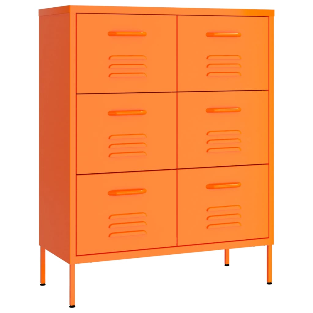 Armoire à tiroirs Orange 80x35x101,5 cm Acier Casiers & armoires de rangement vidaXL   