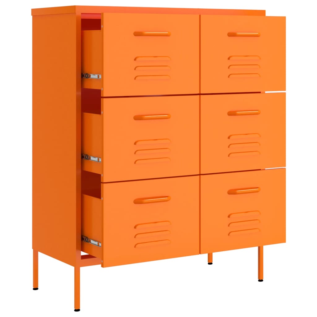 Armoire à tiroirs Orange 80x35x101,5 cm Acier Casiers & armoires de rangement vidaXL   