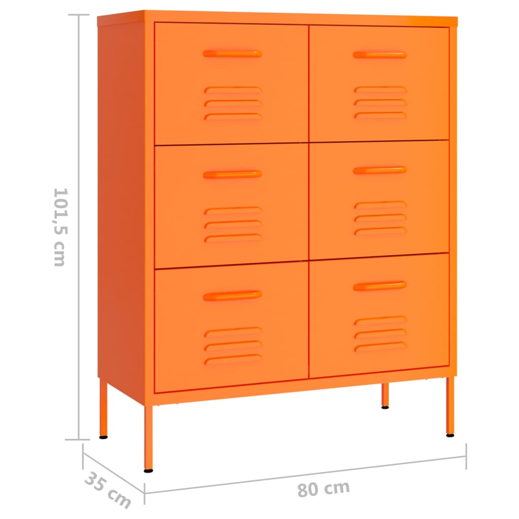 Armoire à tiroirs Orange 80x35x101,5 cm Acier Casiers & armoires de rangement vidaXL   