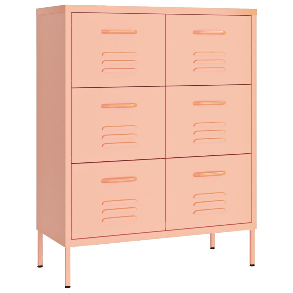 Armoire à tiroirs Rose 80x35x101,5 cm Acier Casiers & armoires de rangement vidaXL   