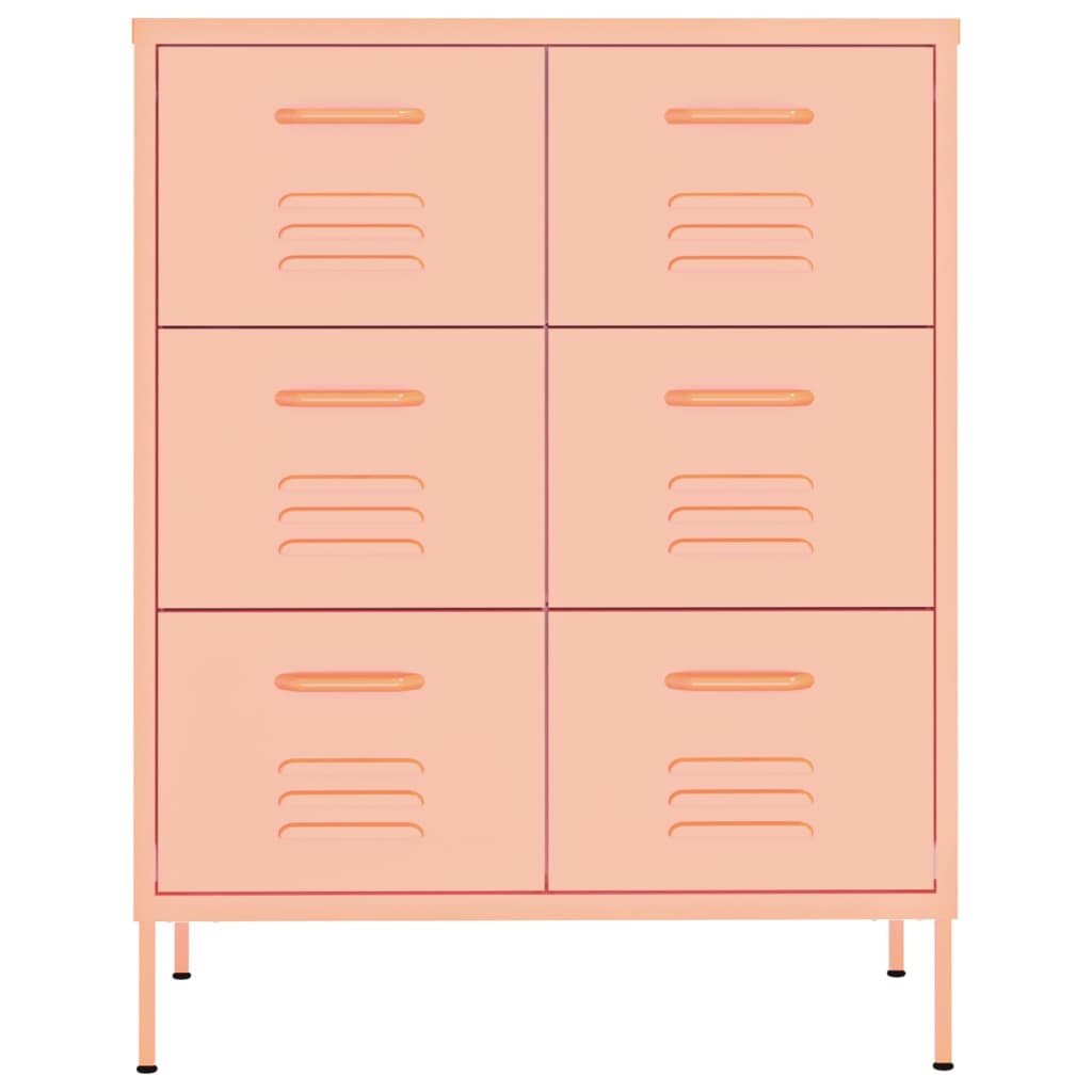 Armoire à tiroirs Rose 80x35x101,5 cm Acier Casiers & armoires de rangement vidaXL   